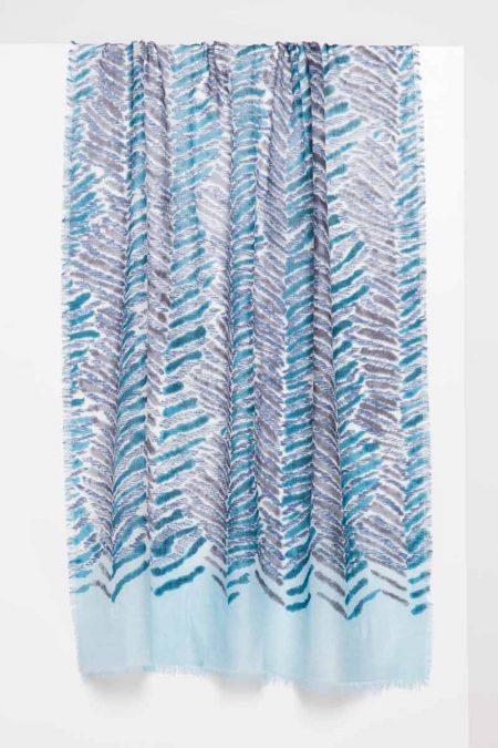 Tiger Stripe Print Scarf - Balsam - Kinross Cashmere