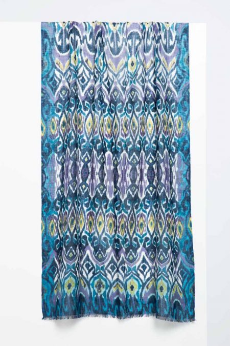 Tapestry Ikat Print Scarf - Balsam - Kinross Cashmere