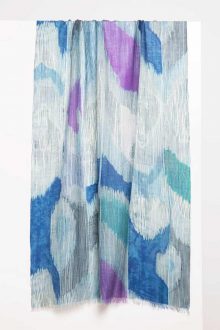 Etched Ikat Print Scarf - Aquamarine - Kinross Cashmere