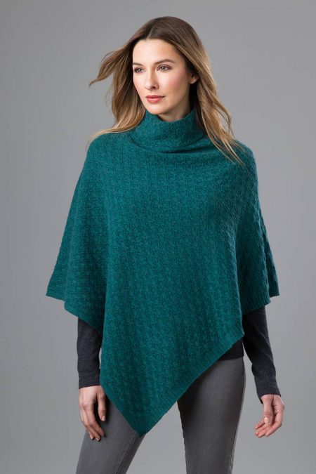 Cable T-neck Poncho - Kinross Cashmere