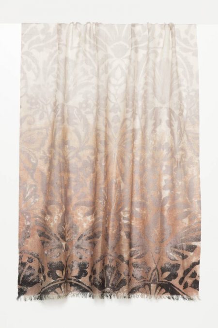 Weathered Botanical Print Scarf - Kinross Cashmere