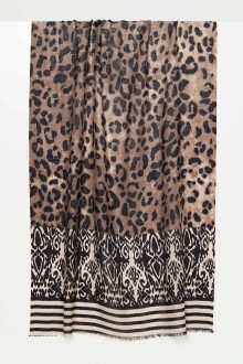 Leopard Ikat Print Scarf - Kinross Cashmere