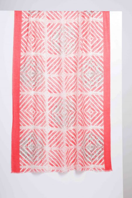 Mediterranean Tile Print Scarf - Camellia - Kinross Cashmere