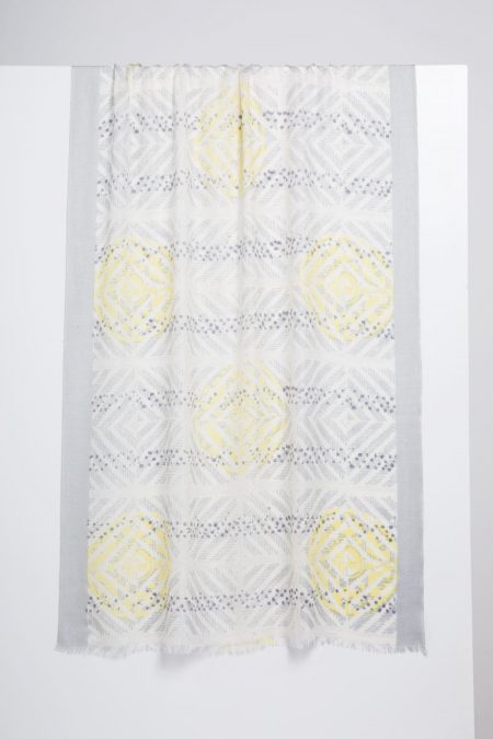 Mediterranean Tile Print Scarf - Limoncello - Kinross Cashmere
