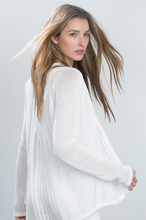 Textured Lace Cardigan Kinross Cashmere