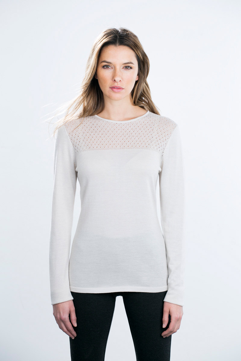 Kinross Cashmere | Placed Pointelle Pullover