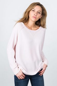 Exposed Seam Sweatshirt - Pink Frost Kinross Cashmere 100% Cashmere