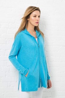 Hooded Zip Cardigan Kinross Cashmere 100% Cashmere
