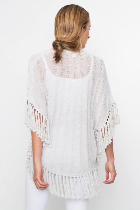 Kinross Cashmere | Spring 2016 | Curved Poncho with Fringe