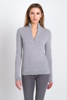 Fitted Zip Mock Kinross Cashmere 100% Cashmere