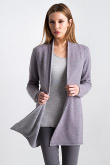 Reversible Cardigan - Thistle / Sterling Kinross Cashmere 100% Cashmere