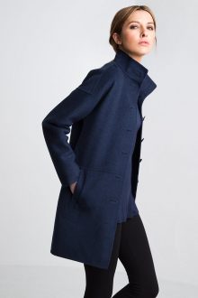 Modern Button Front Coat Kinross Cashmere 100% Cashmere