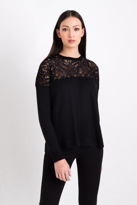 Easy Lace Pullover Kinross Cashmere 100% Cashmere