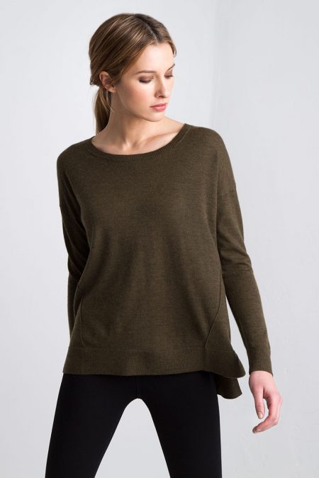 Worsted Relaxed High Low Pullover Kinross Cashmere 100% Cashmere
