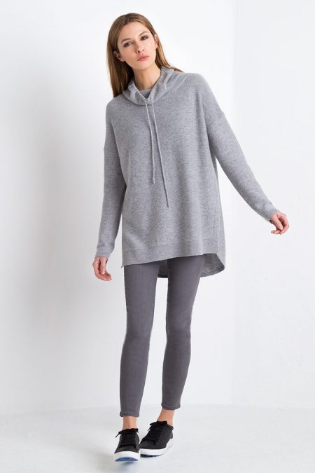 Textured Drawstring Tunic - Sterling Kinross Cashmere 100% Cashmere