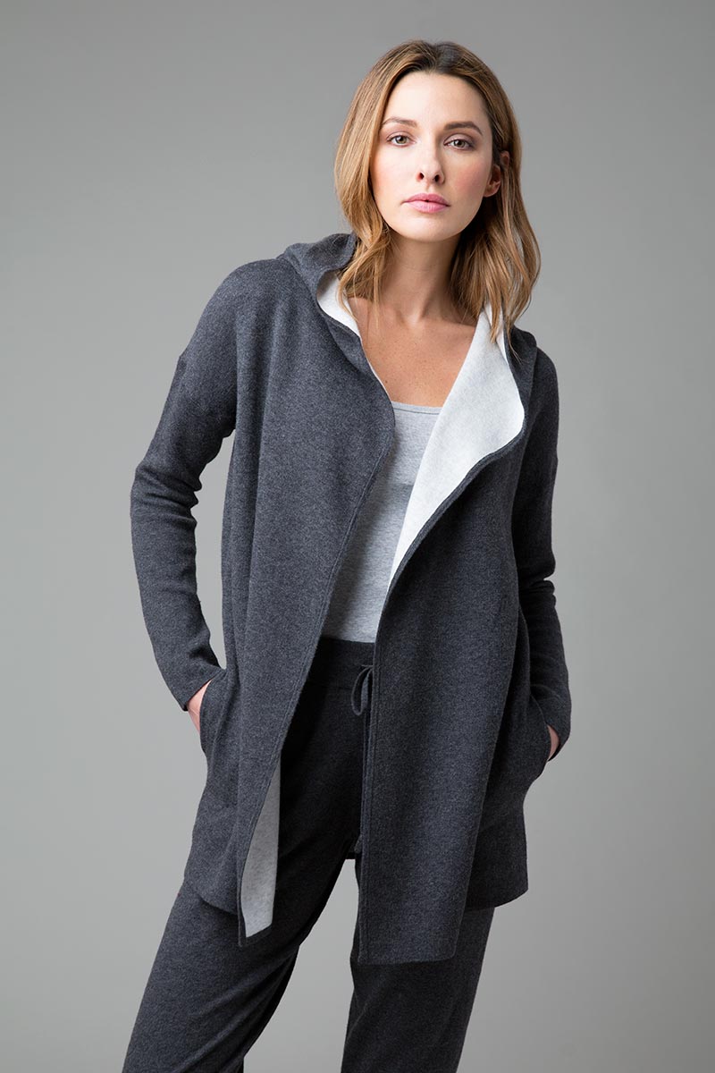 Reversible Hooded Cardigan - Fall 2018 - Kinross Cashmere