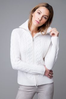 Zip Cable Cardigan - Kinross Cashmere