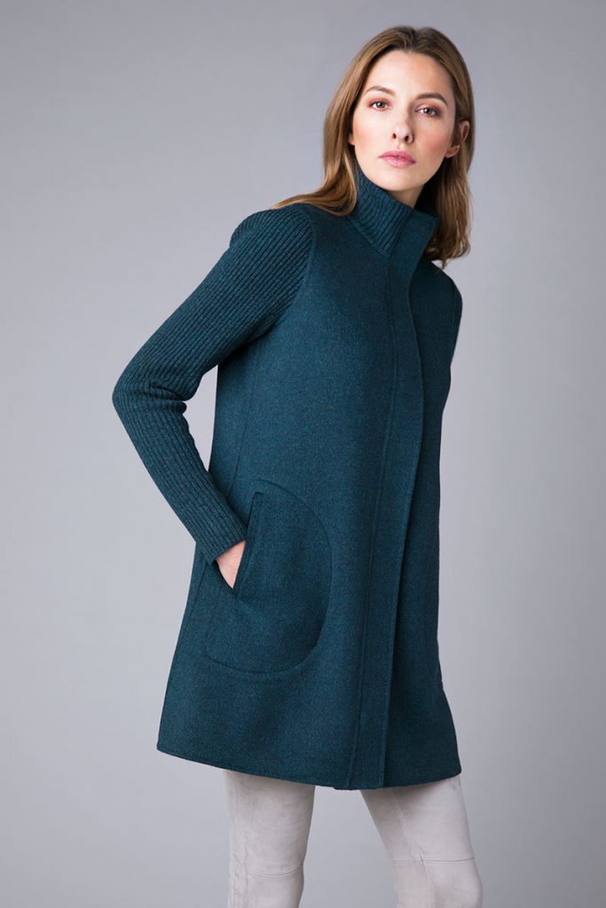 Rib Sleeve Zip Mock Coat - Fall 2018 - Kinross Cashmere