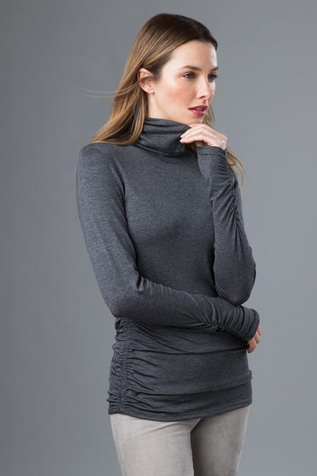 Ruched L/S T-neck - Kinross Cashmere