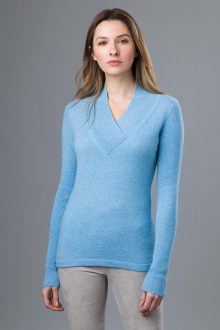 Crossover Ribbed Fitted Vee - Kinross Cashmere