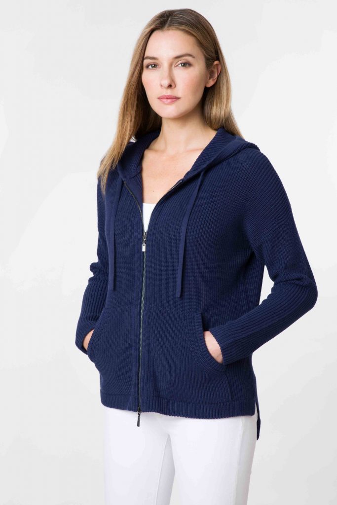 Hooded Zip Cardigan Kinross Cashmere