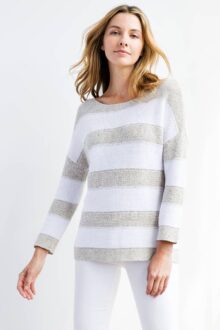 Texture Stripe Boatneck - Kinross Cashmere