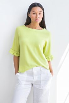 Pleat Sleeve Pullover - Kinross Cashmere