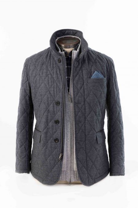 Quilted Field Jacket w/ Suede Trim Kinross Cashmere