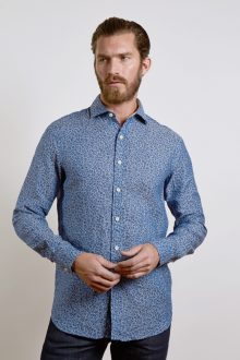 L/S Spread Collar English Placket Shirt - Liberty Print Kinross Cashmere