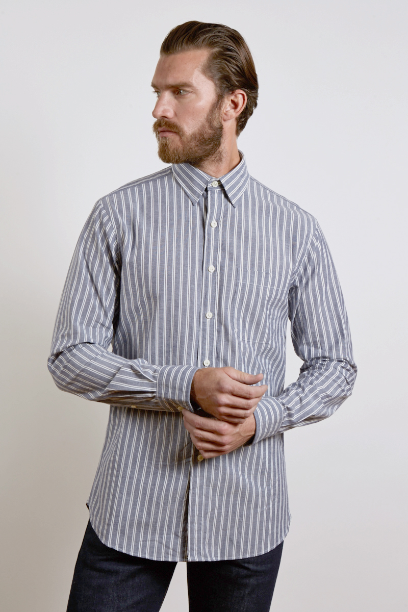 L/S Small Point Collar English Placket Shirt - Kinross Cashmere