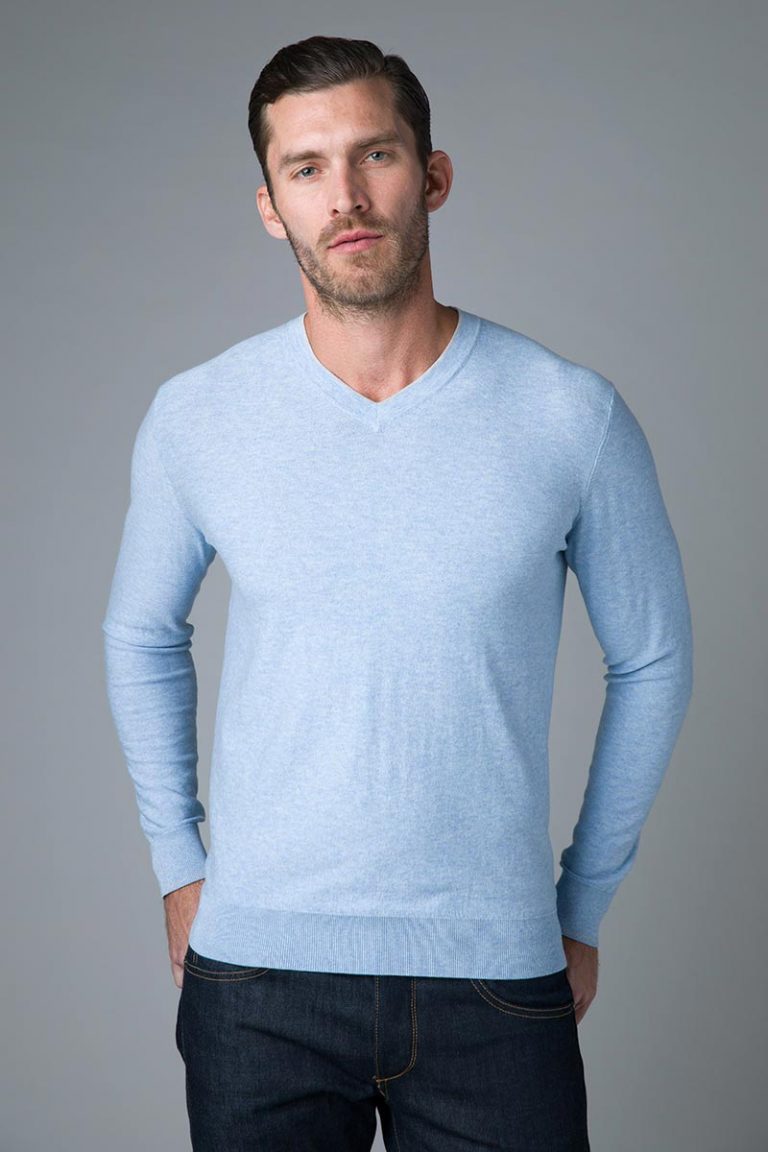 Tubular Trim Vneck - Kinross Cashmere