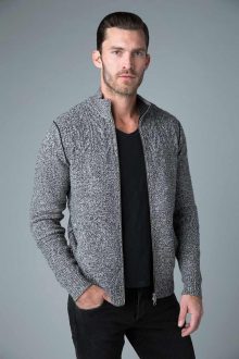 Marled Cable Full Zip Cardi - Kinross Cashmere